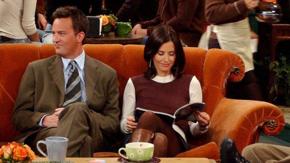 Matthew Perry as Chandler and Courteney Cox as Monica in Friends