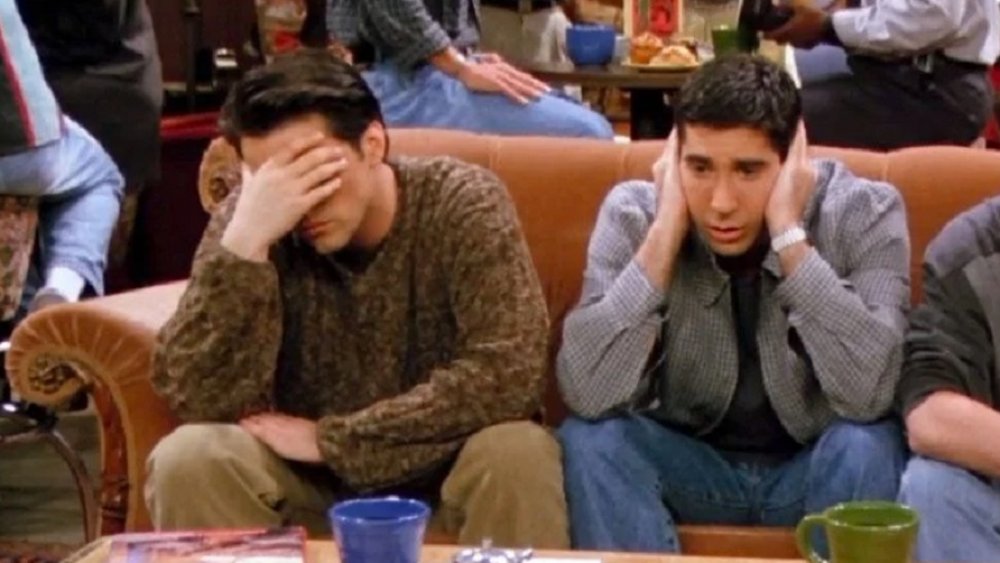 Matt LeBlanc as Joey and David Schwimmer as Ross in Friends