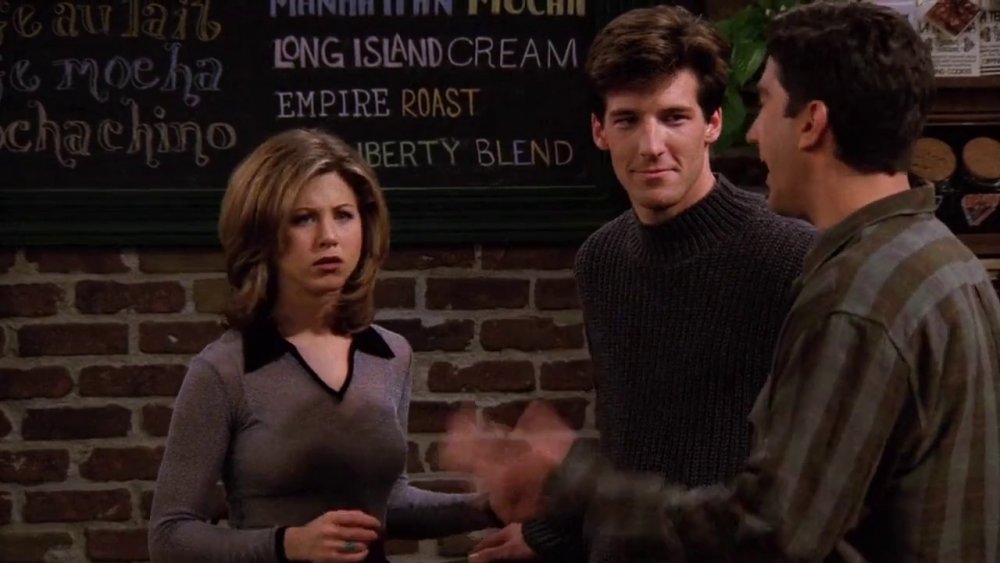 Jennifer Aniston as Rachel, Tim Bohn as Jonathan and David Schwimmer as Ross in Friends