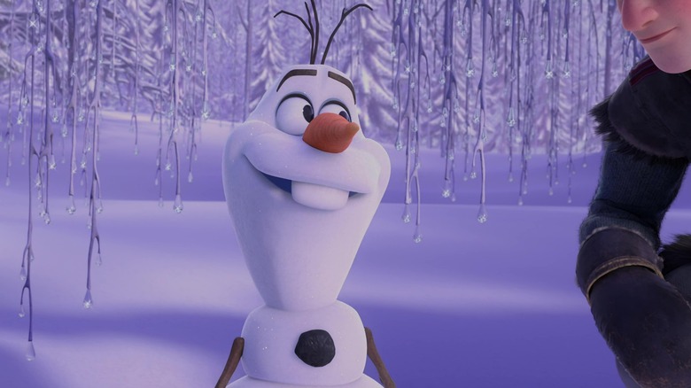 Olaf smiling in snow