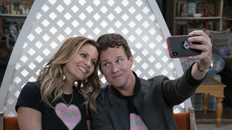 Candace Cameron Bure and Scott Weigner in "Fuller House"