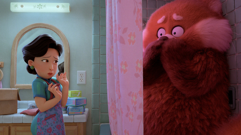 Ming talking to Mei in bathroom 