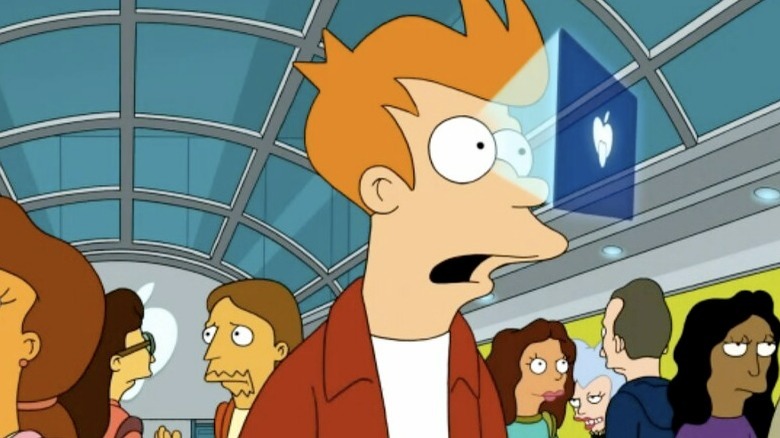 Fry looking at an Apple device