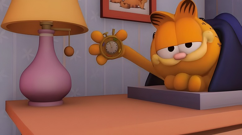 Garfield smirks