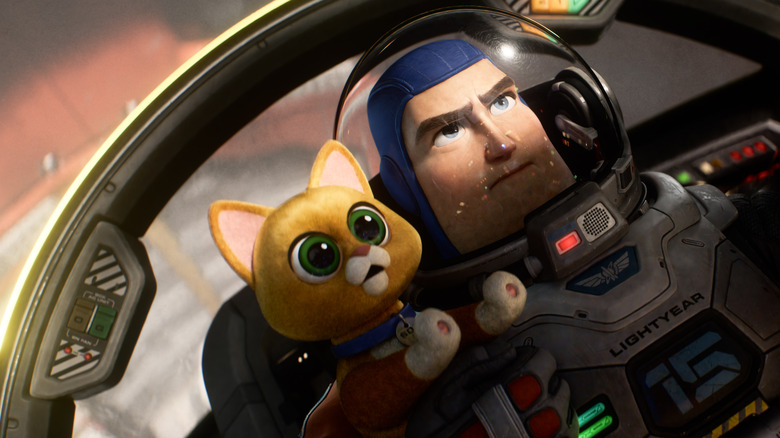 Buzz and robot cat in ship