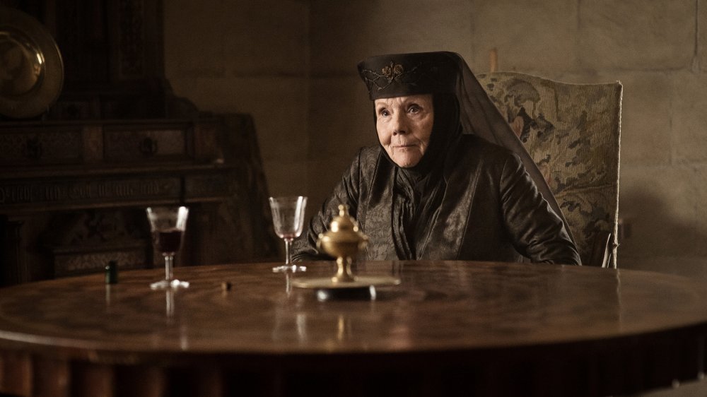 Diana Rigg as Olenna Tyrell, moments before her death, on Game of Thrones