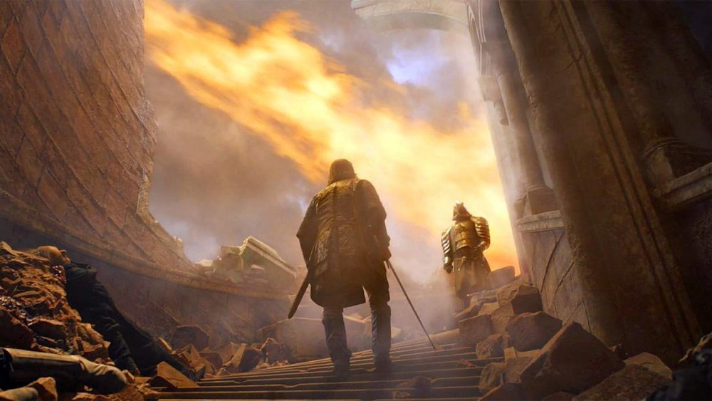 Rory McCann as Sandor "The Hound" Clegane, facing down his brother, Gregor Clegane, on Game of Thrones