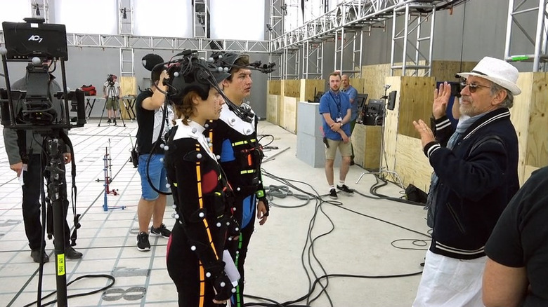 Steven Spielberg directing Olivia Cooke and Tye Sheridan