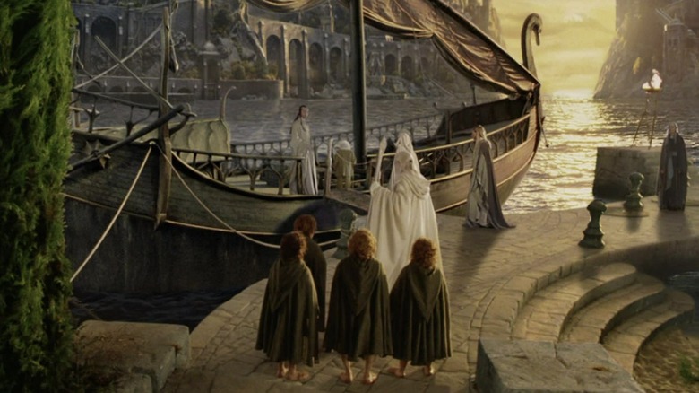 Gandalf, Frodo, Bilbo leave Middle-earth