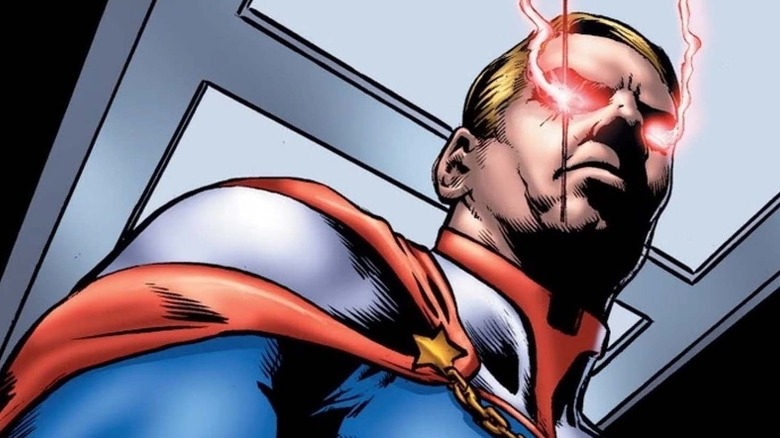 Homelander in The Boys comic with laser eyes