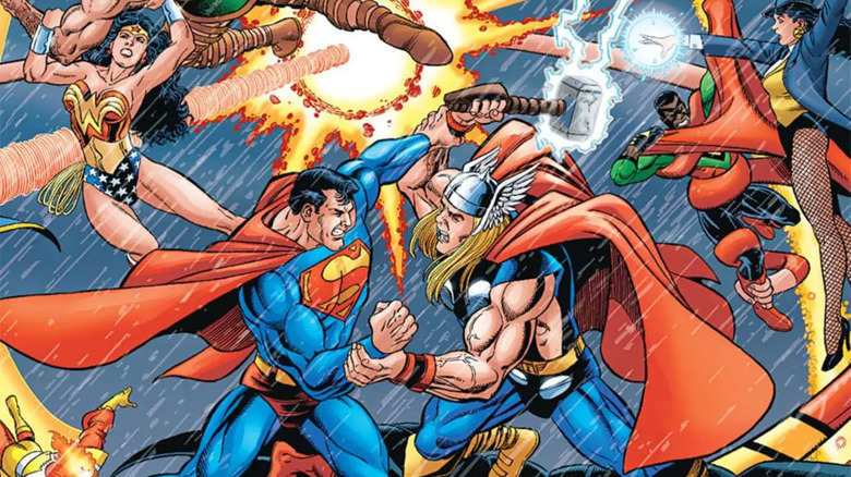 Superman fights Thor