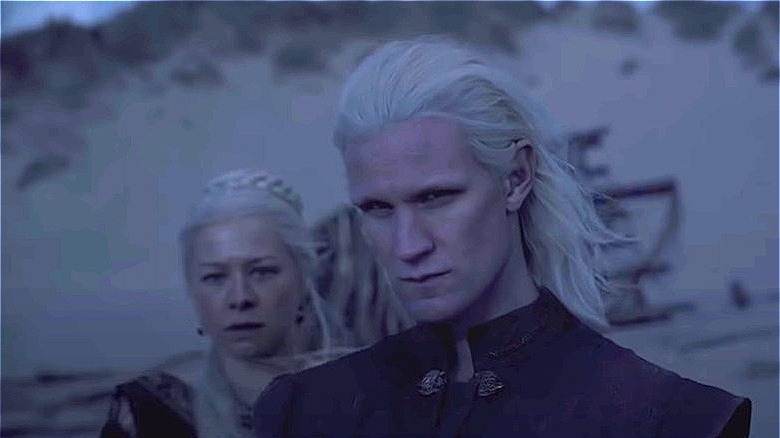 Rhaenyra Targaryen and Daemon Targaryen on a beach