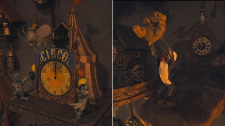 Dumbo and Lion King clocks in Pinocchio