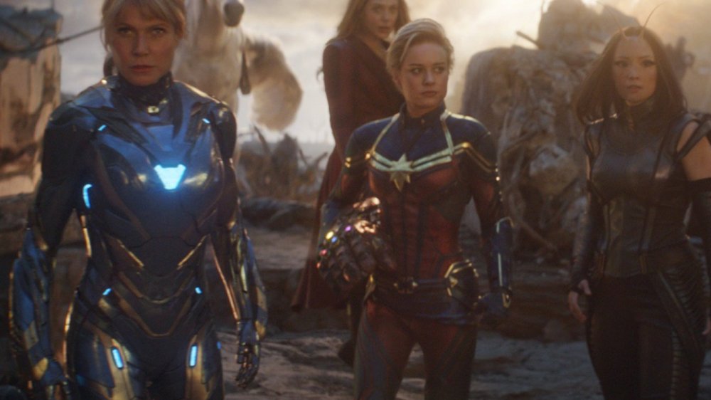 Gwyneth Paltrow, Brie Larson, and Pom Klementieff as Pepper Potts, Carol Danvers, and Mantis in Avengers: Endgame