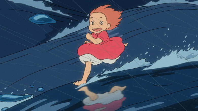 Ponyo running on a wave