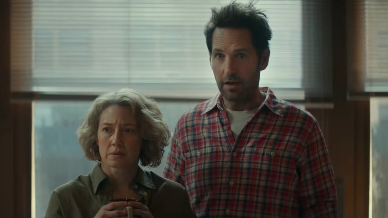 Carrie Coon and Paul Rudd worried