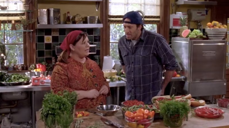 Sookie St. James and Luke Danes in the kitchen