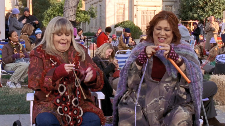 Miss Patty and Babette Dell knitting
