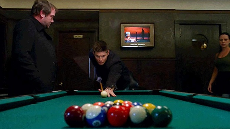 Dean plays pool 