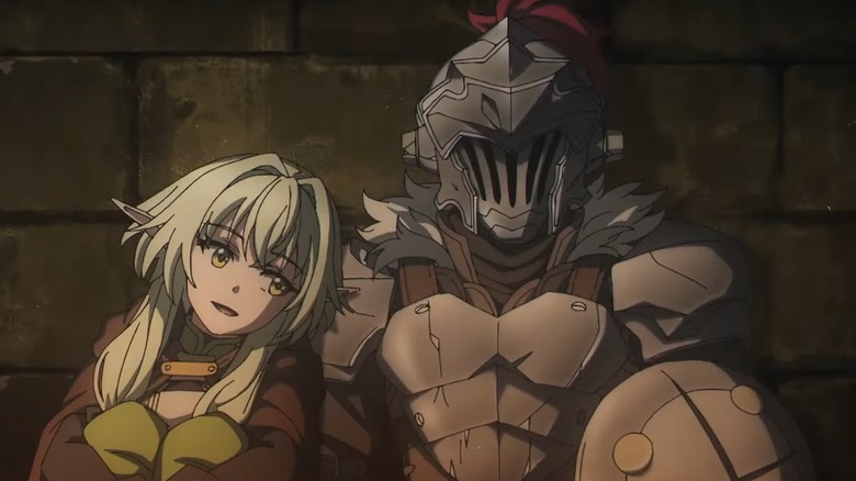 Goblin Slayer rests with comrade