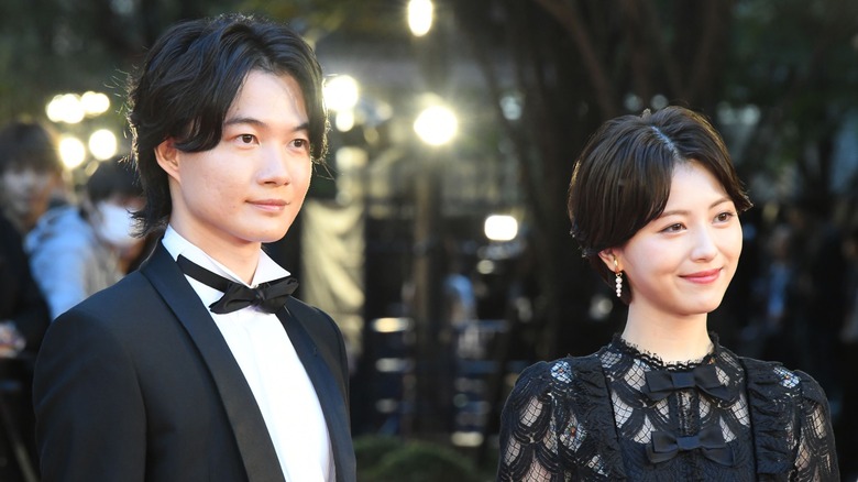 Ryunosuke Kamiki and Minami Hamabe at film premiere