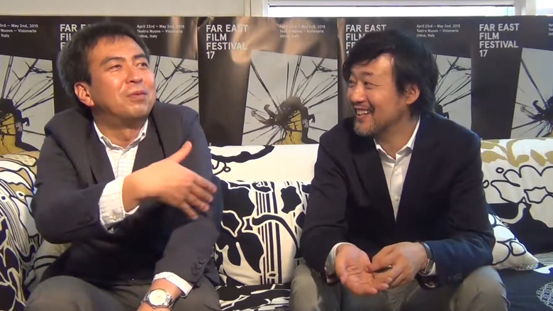 Keiichiro Moriya and Takashi Yamazaki being interviewed