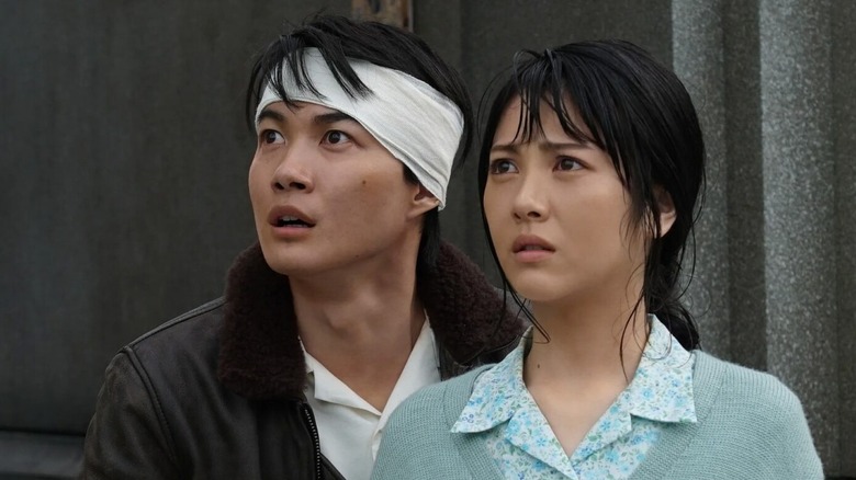 Kamiki and Hamabe looking scared