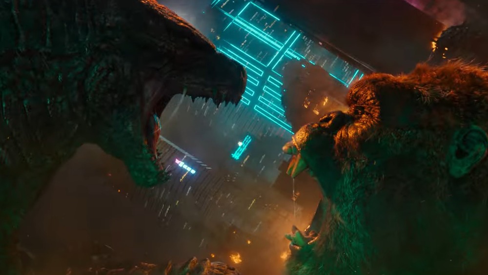 Godzilla fighting Kong