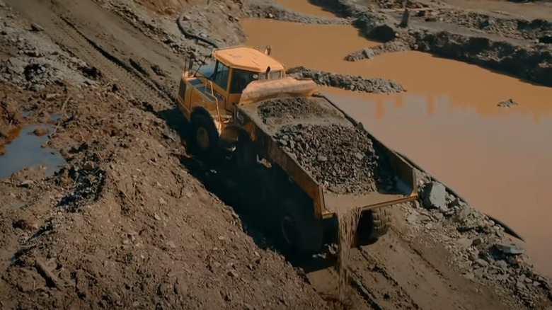 Truck carrying rock