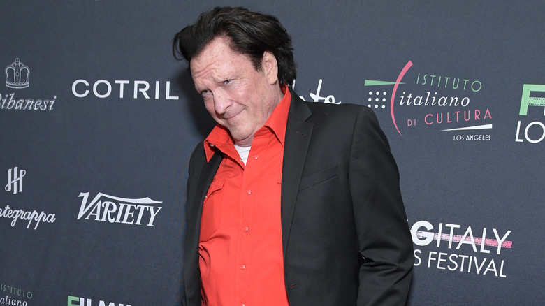 Michael Madsen in red shirt