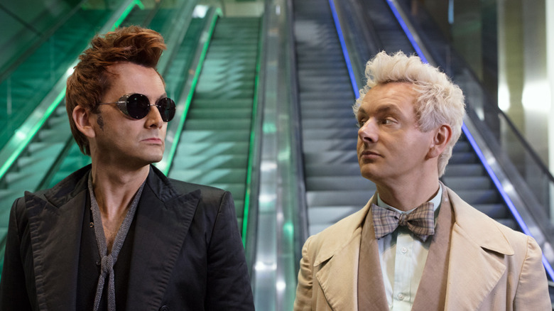 Crowley and Aziraphale sharing a glance