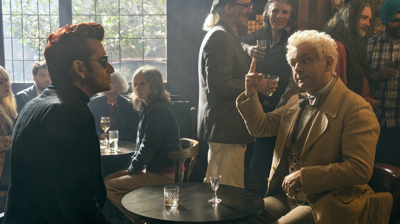 Aziraphale and Crowley in pub