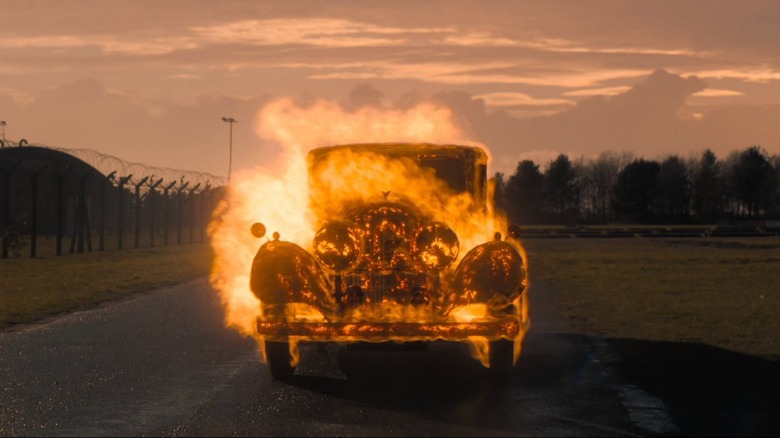 Crowley's Bentley driving on fire