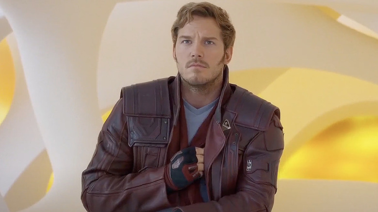 Peter Quill standing red jacket