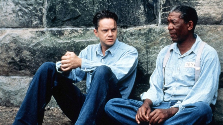 Andy Dufresne Ellis Redding talking prison yard