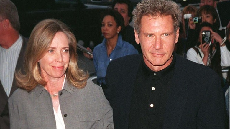 Harrison Ford walking with wife Melissa Mathison