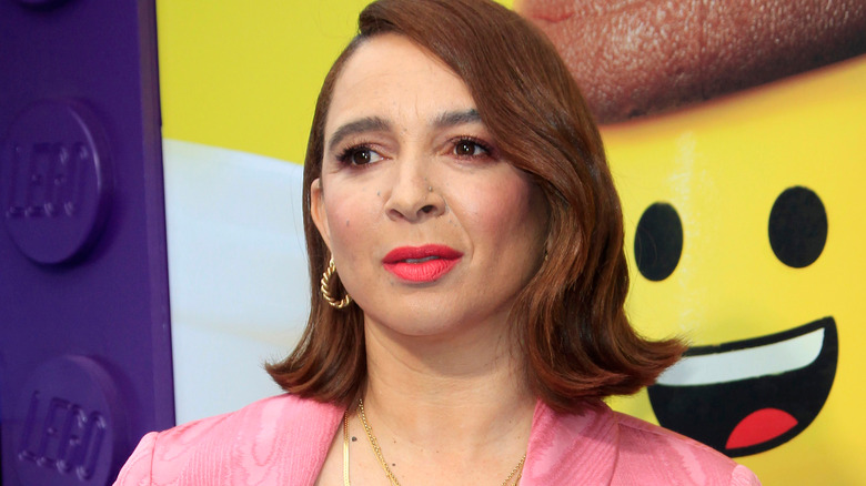 Maya Rudolph in pink suit at LEGO Movie event