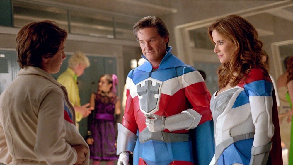 Kurt Russell as The Commander and Kelly Preston as Jetstream in Sky High