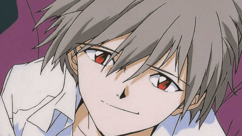 Kaworu from Evangelion looking into camera