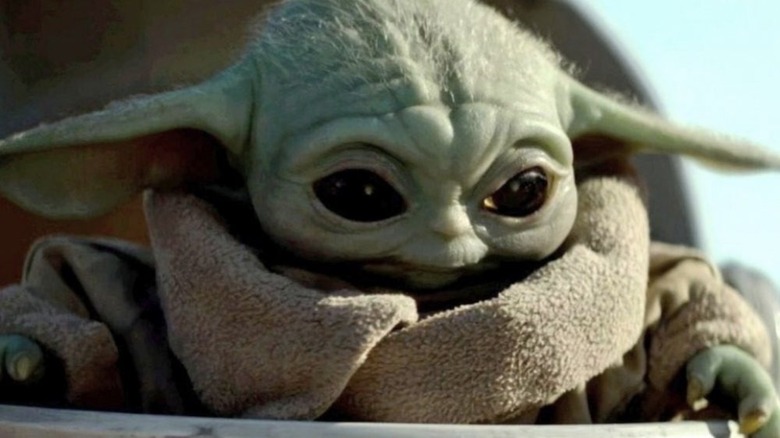 Baby Yoda smiling 