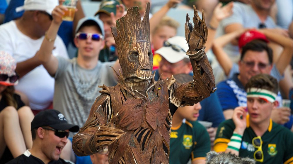 A fan dressed up as Groot