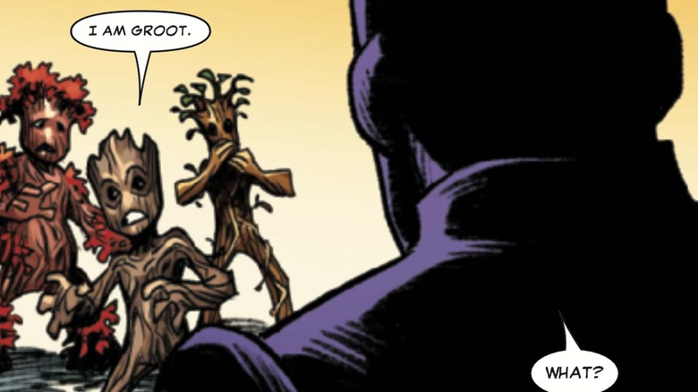 Groot and his friends meet Mar-Vell