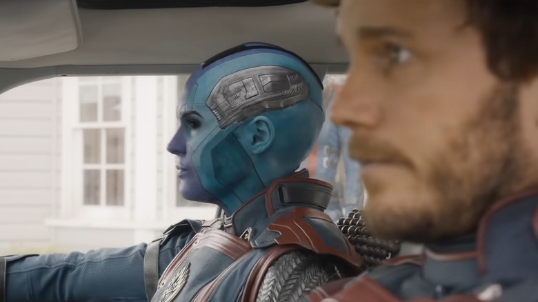 Nebula and Star-Lord in car