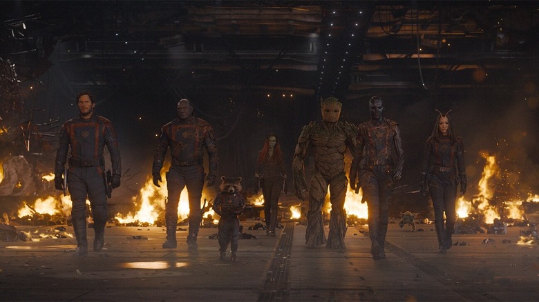 Guardians of the Galaxy walking through fire