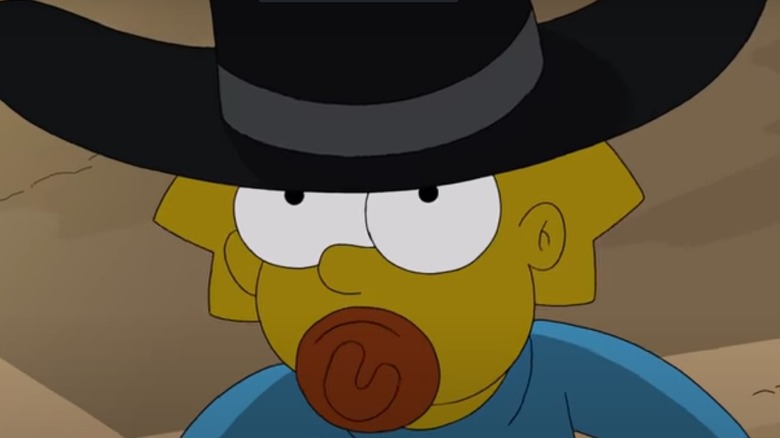 Maggie Simpson in gunslinger getup on The Simpsons