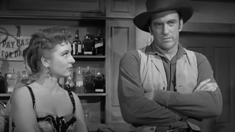 James Arness and Amanda Blake in Gunsmoke