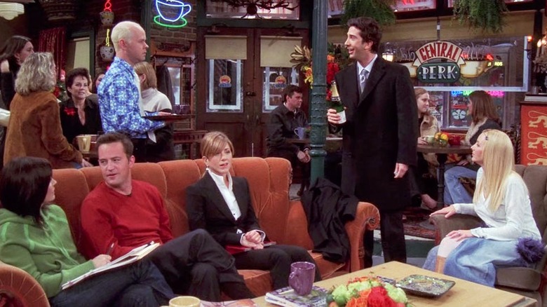 Friends characters talking at Central Perk