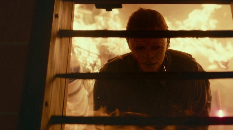 Michael Myers amidst fire