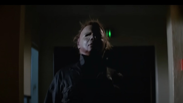 Michael Myers in shadowy hallway