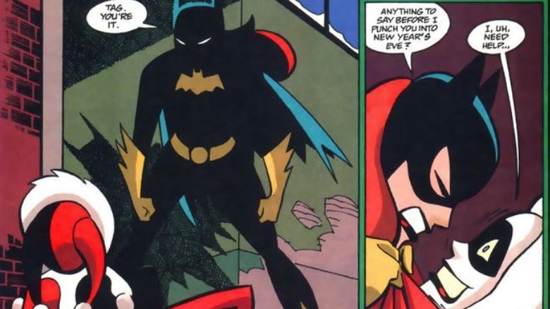 Batgirl threatening Harley